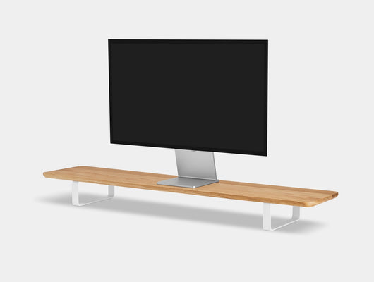 oak desk shelf with white legs - front | oak, white
