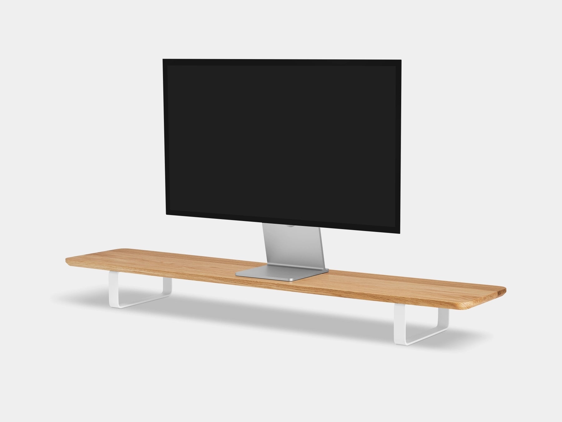 oak desk shelf with white legs - front | oak, white