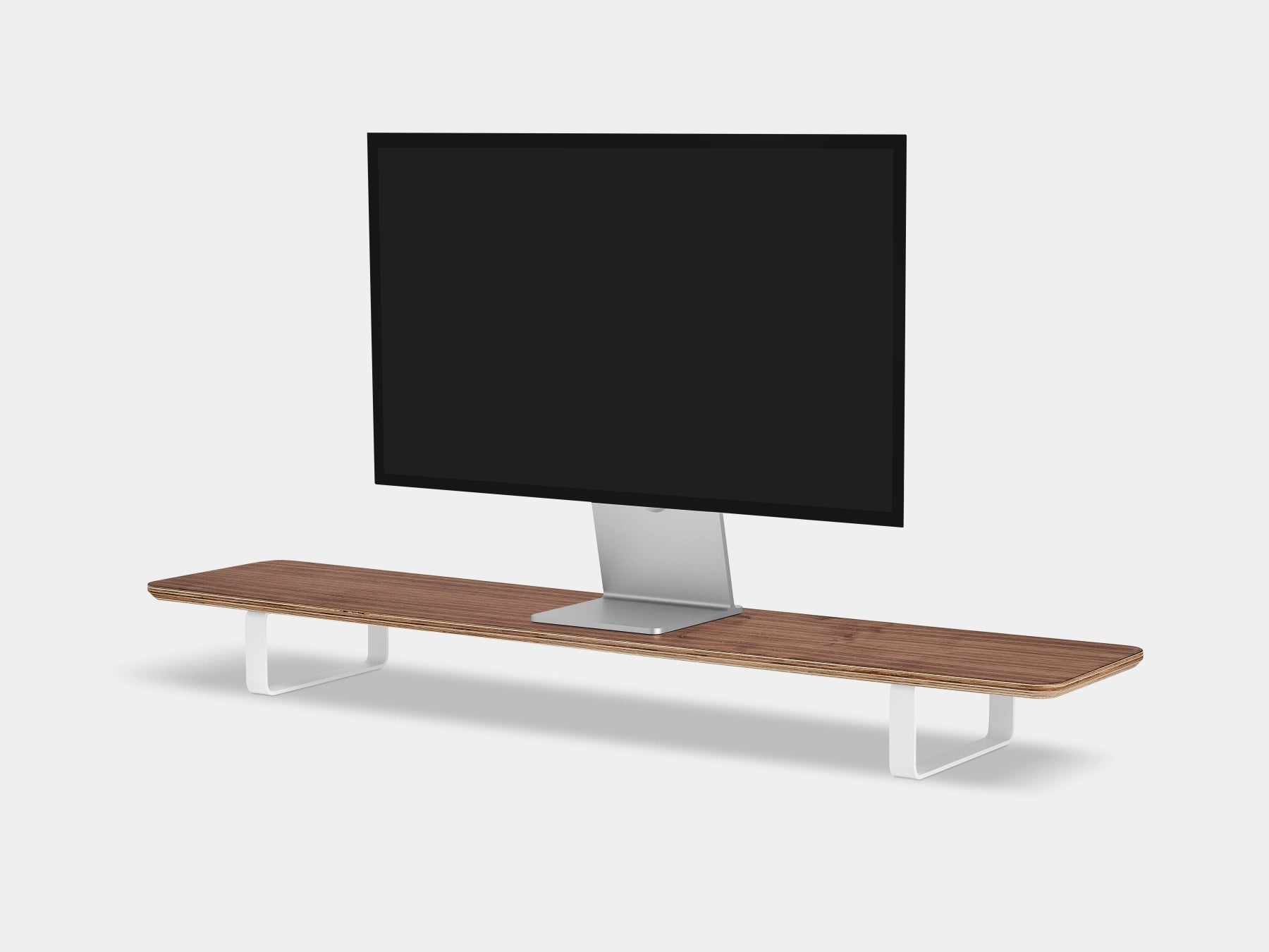 walnut veneer desk shelf with white legs - front | walnut veneer, white