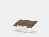 Wooden laptop stand on a white background | walnut veneer, white