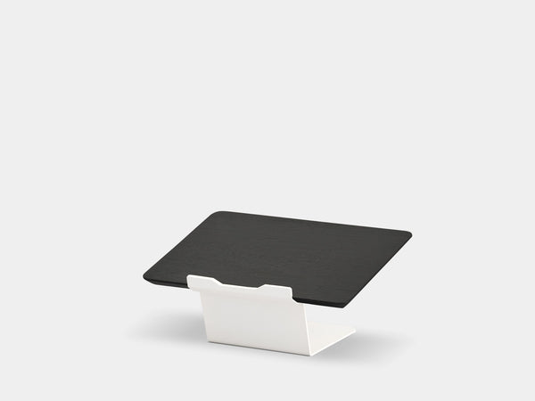Wooden laptop stand on a white background | black, white
