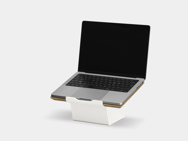 Wooden laptop stand on a white background | oak, white