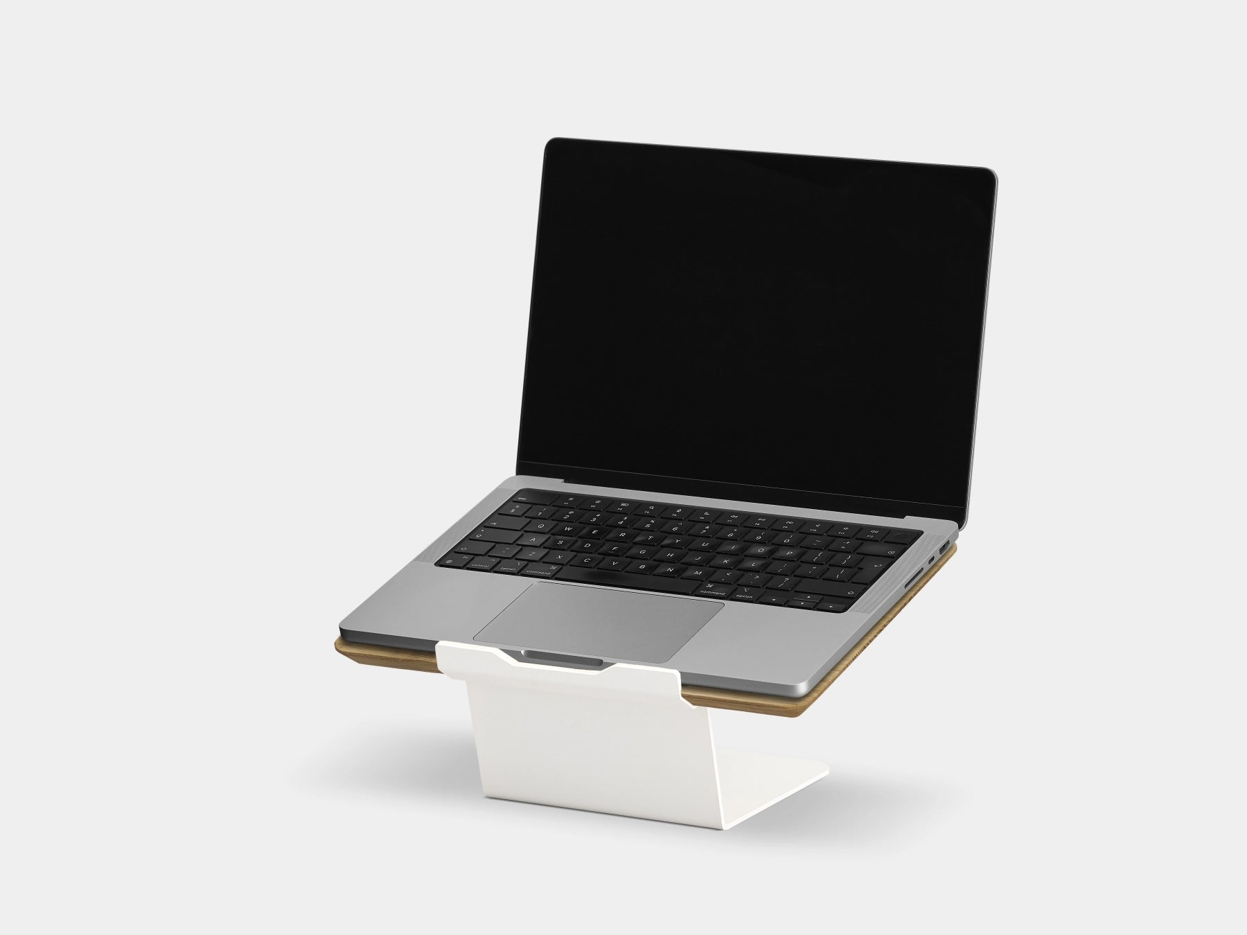 Wooden laptop stand on a white background | oak, white