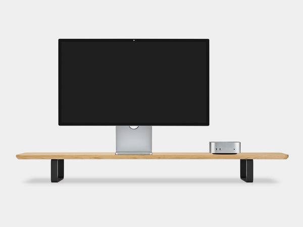 oak desk shelf with black legs - front | oak, black
