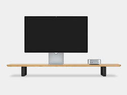 oak desk shelf with black legs - front | oak, black