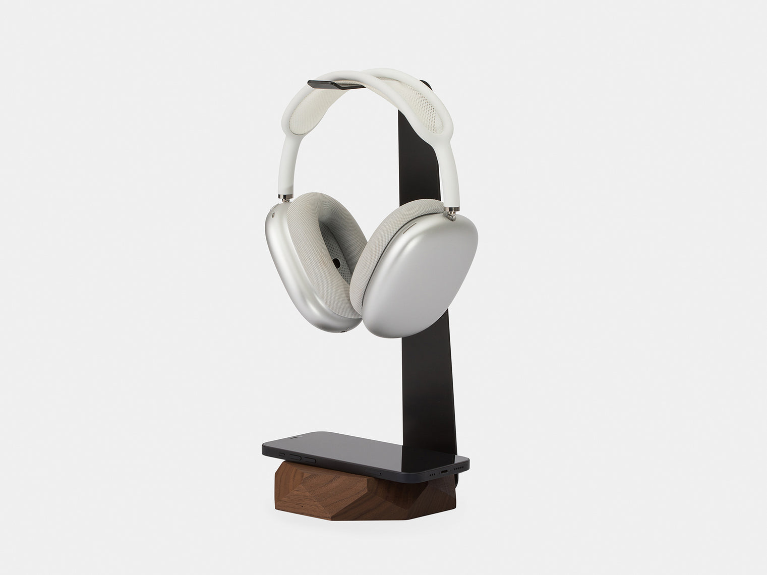 walnut 2in1 Headphones Stand with Wireless Charger | walnut