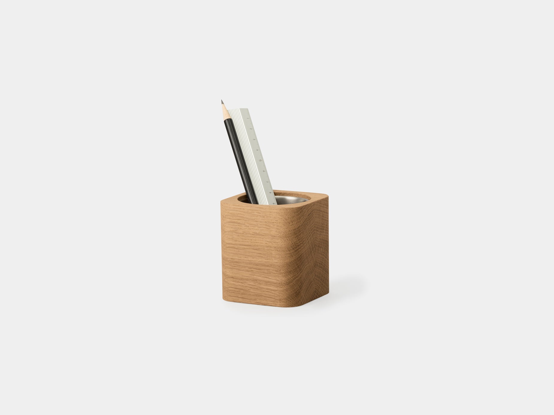 oakywood oak wooden cubic pot with pencil | oak