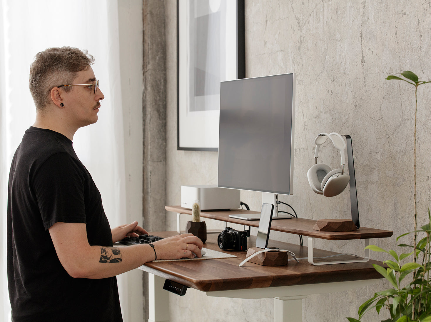 Custom desk outlet shelf