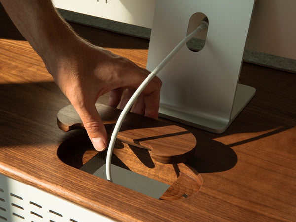 oakywood walnut wooden standing desk pro with cable management grommet |  , , 