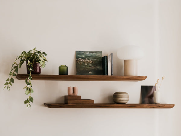 oakywood stylied walnut wooden floating shelves decoration on the wall vertical | walnut,