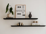 oakywood black wooden shelf on the wall | black,