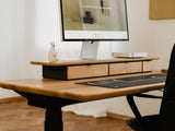 oakywood oak modular drawer with black base on desk | oak, single drawer,