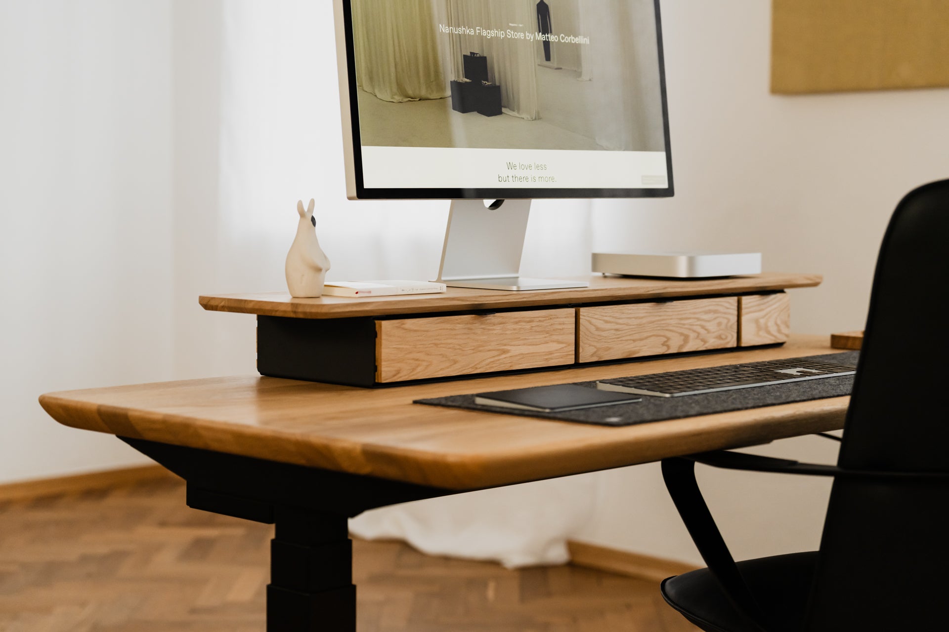 oakywood oak modular drawer with black base on desk | oak, single drawer,