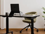 oakywood black wooden laptop stand desk setup | black, 