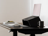 oakywood black wooden laptop stand desk setup | black, 