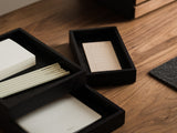Oakywood Stackable Valet Trays Bundle in black – modern black trays for multi-level desk organization | black, 