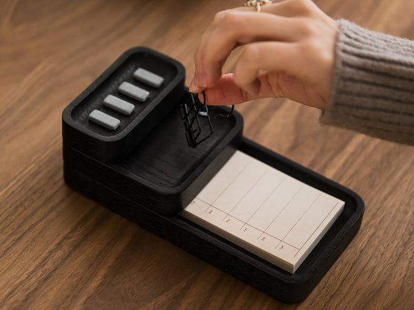 Oakywood Catchall Tray Mini in black – elegant black tray for a neat and organized workspace | black, 
