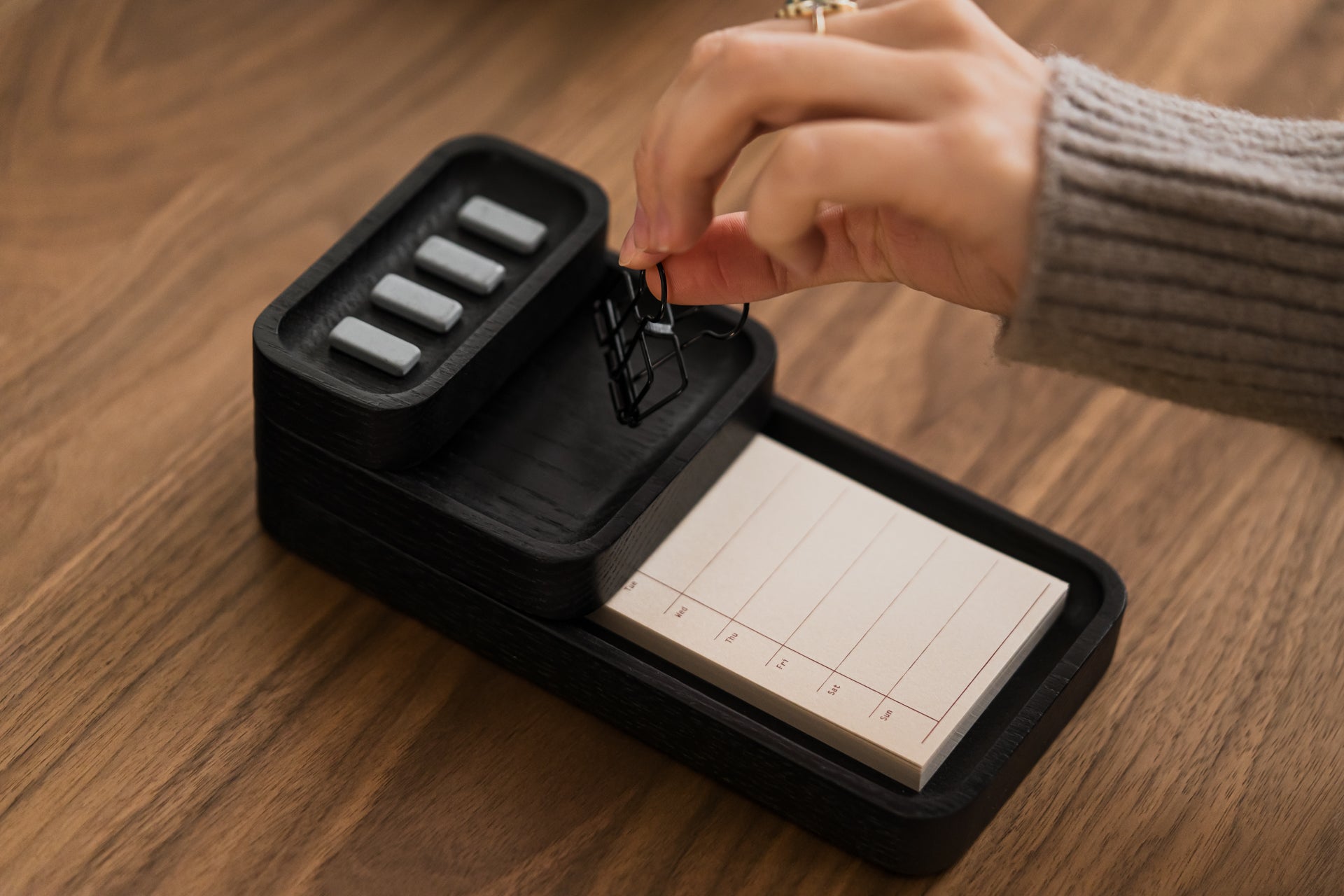 Oakywood Catchall Tray Mini in black – elegant black tray for a neat and organized workspace | black, 