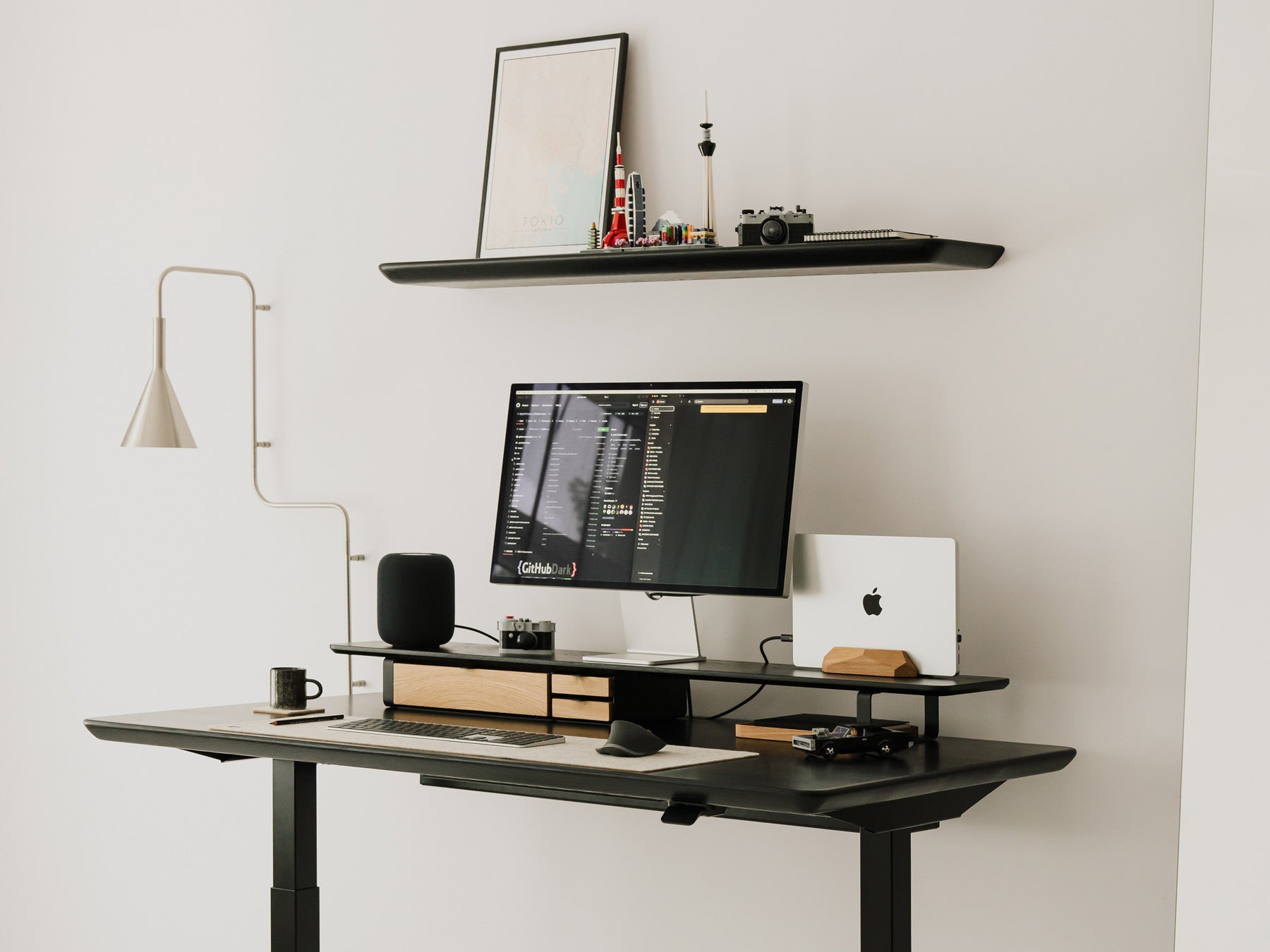 matte black wood oakywood Standing Desk Pro desk setup | black, ,