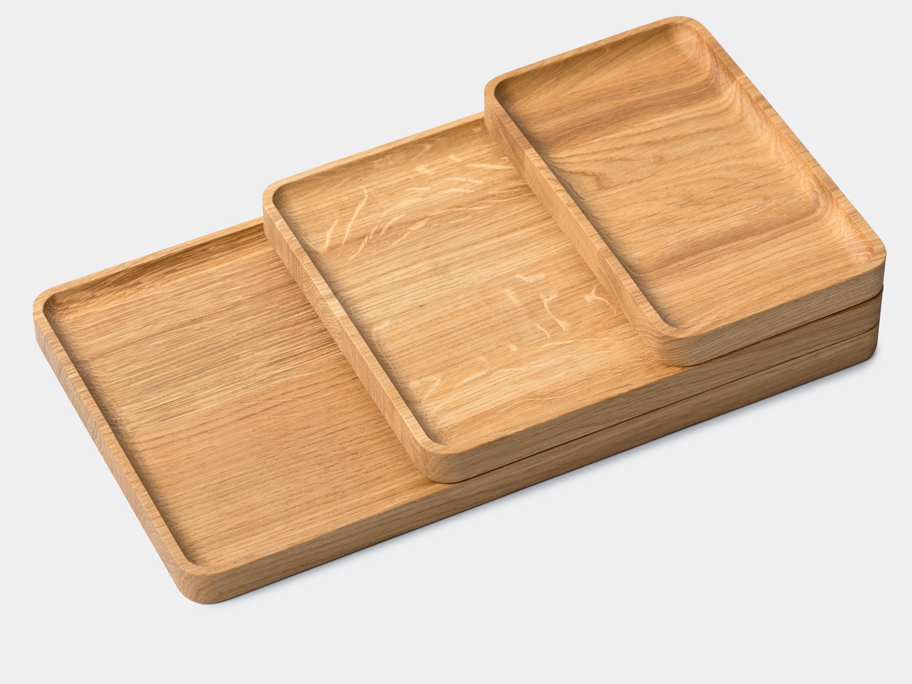 Catchall Tray Bundle - Set of 3 Wooden Trays for Desk Organization