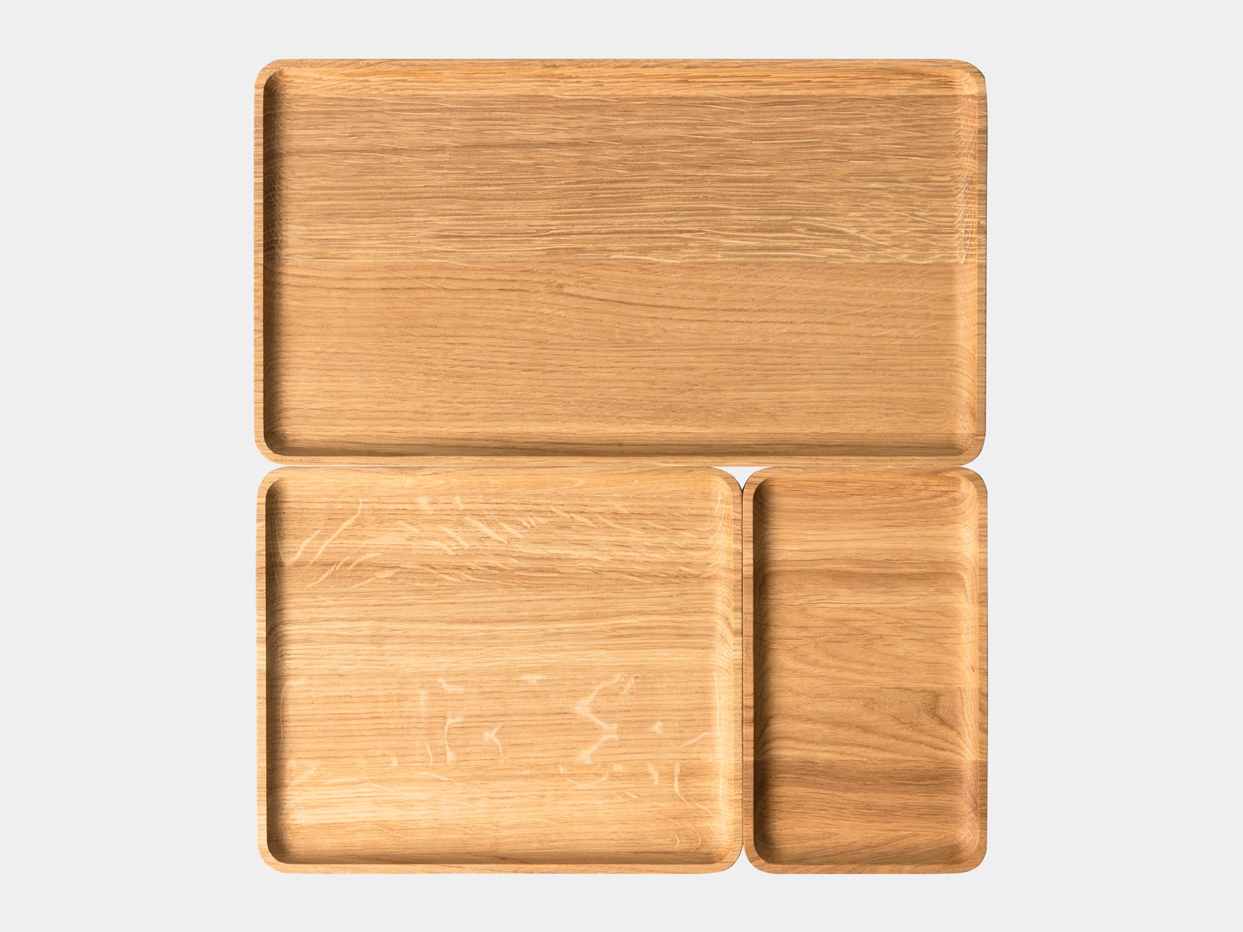 Catchall Tray Bundle - Set of 3 Wooden Trays for Desk Organization