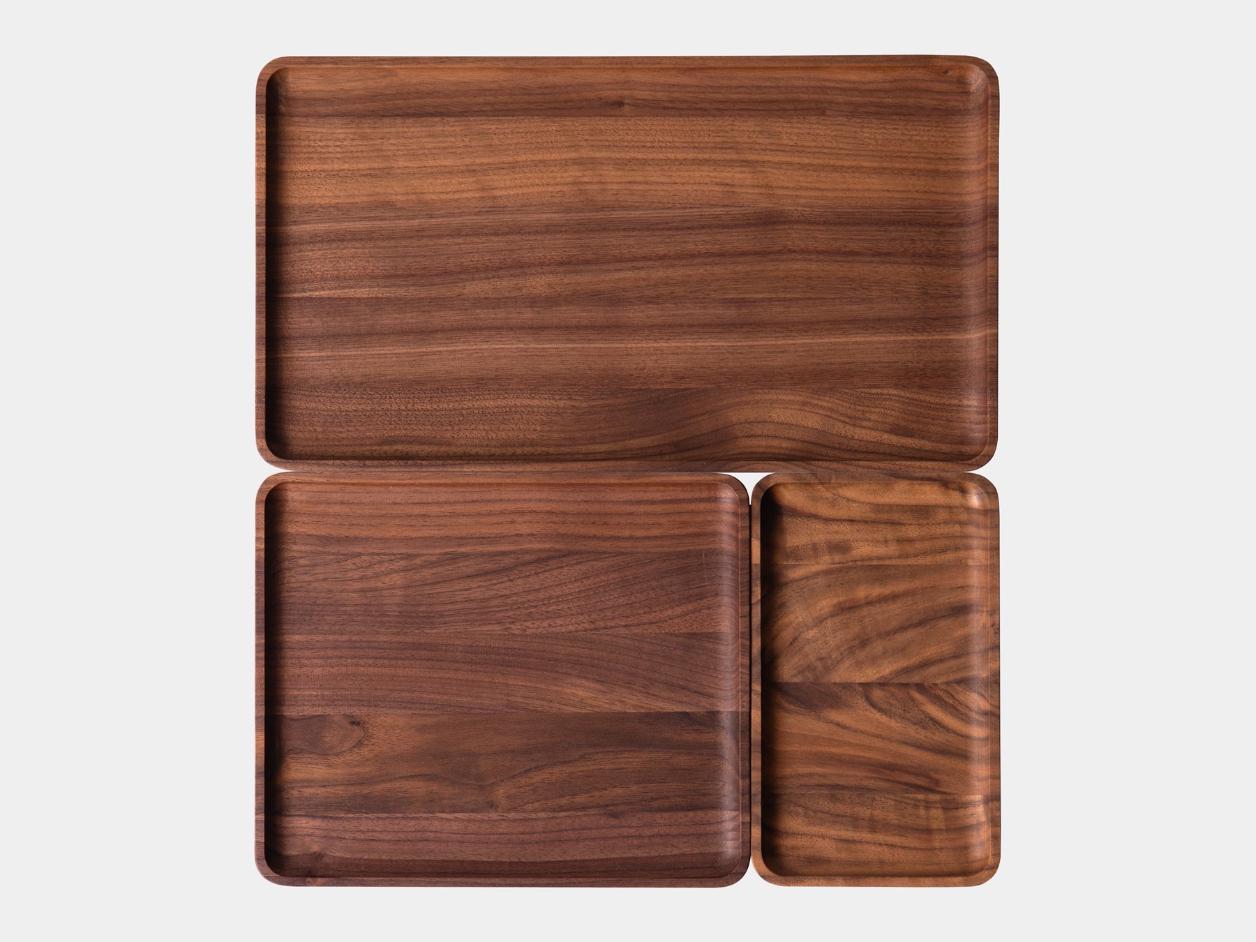 Catchall Tray Bundle - Set of 3 Wooden Trays for Desk Organization