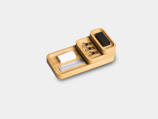 Oakywood Catchall Tray Mini Bundle in oak – elegant solid wood trays for organizing small desks or nightstands | oak