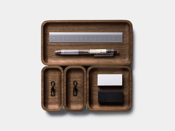 Oakywood Catchall Tray Mini in walnut – modern wooden tray for desk organization | walnut, 