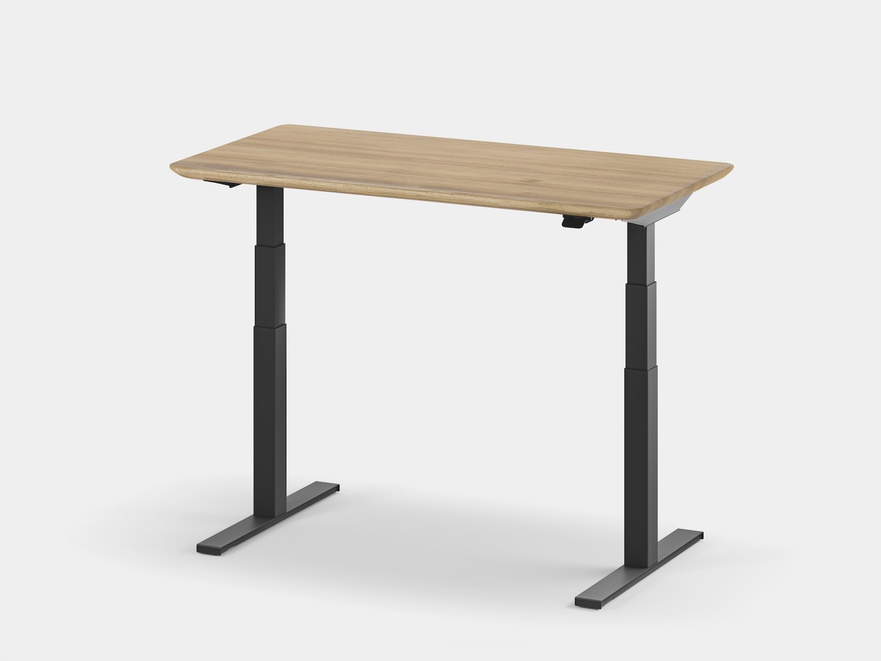 Wooden desk with black legs on a white background |light oak, , black