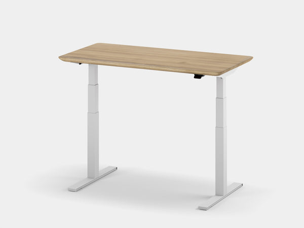 Wooden desk with white metal legs on a white background |light oak, , white