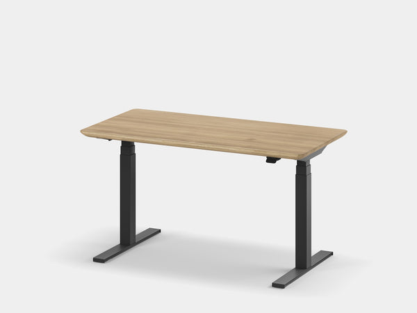 Wooden desk with black metal legs on a white background  |light oak, , black