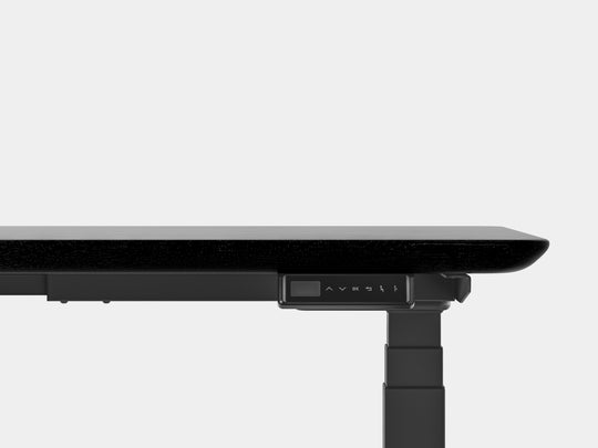 oakywood black wooden standing desk touch with black legs control panel | black, , black