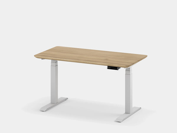oakywood oak standing desk touch with white legs | light oak, , white