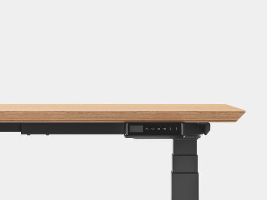 oakywood oak veneer standing desk touch with black legs control panel | oak veneer, , black