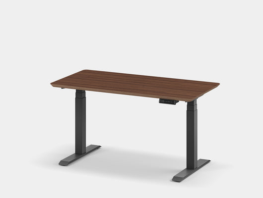 oakywood walnut veneer standing desk touch with black legs | walnut veneer, , black