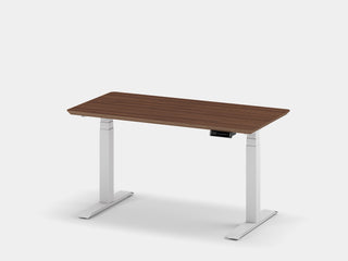 oakywood walnut veneer standing desk touch with white legs | walnut veneer, , white