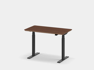 Oakywood Standing Desk Pro Mini in walnut veneer with black accents – premium dark wood desk for home office | walnut veneer, , black