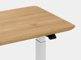 Oakywood Standing Desk Pro Mini Bundle crafted from oak with white finish – complete mini ergonomic workspace with grommet | oak, , white