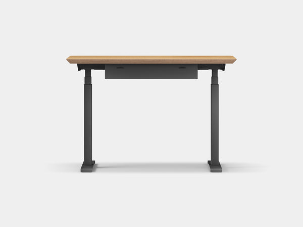 Oakywood Standing Desk Pro Mini Bundle made of oak veneer with black accents – modern mini workspace with cable tray | oak veneer, , black