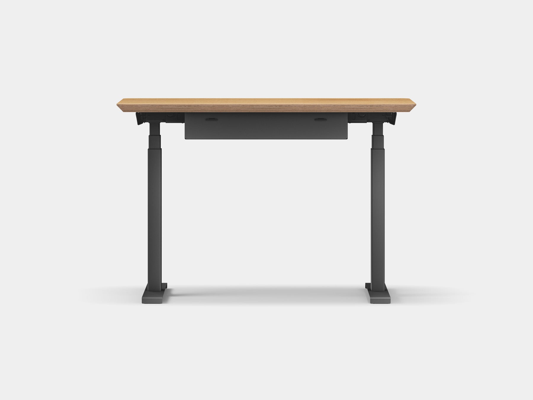 Oakywood Standing Desk Pro Mini Bundle made of oak veneer with black accents – modern mini workspace with cable tray | oak veneer, , black