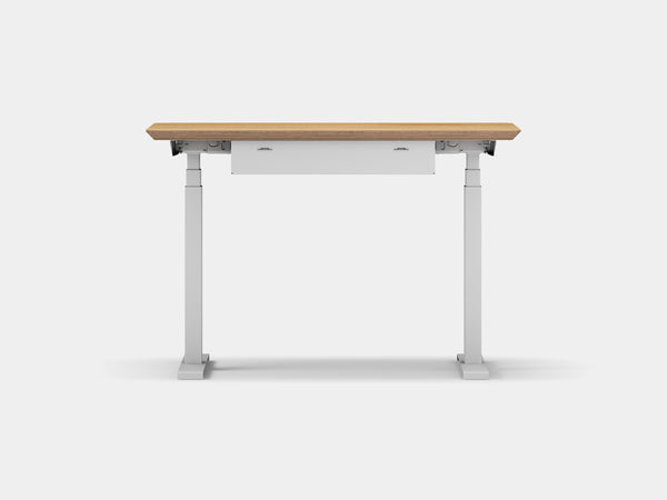 Oakywood Standing Desk Pro Mini Bundle made of oak veneer with white accents – modern ergonomic compact desk setup | oak veneer, , white