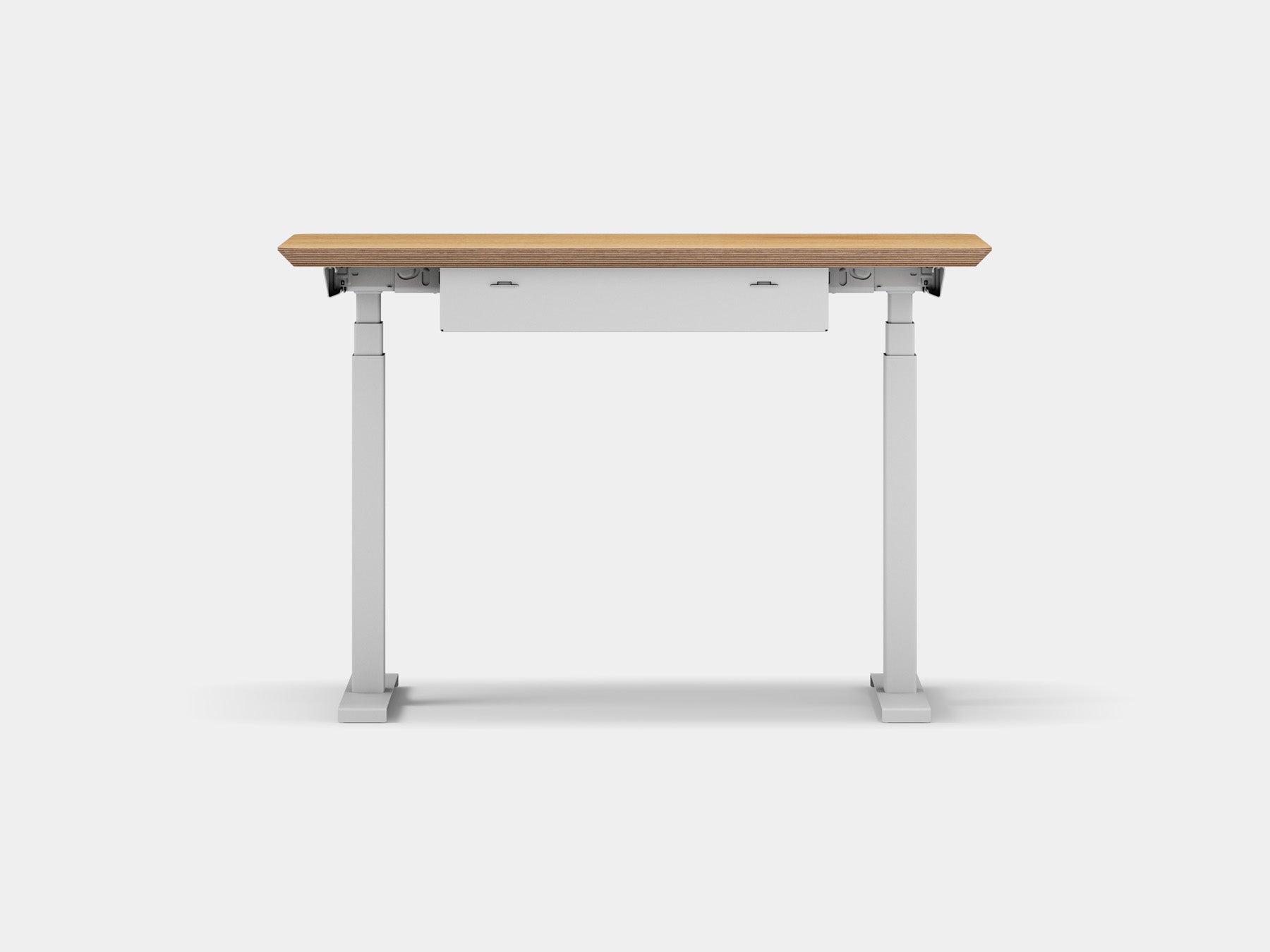 Oakywood Standing Desk Pro Mini Bundle made of oak veneer with white accents – modern ergonomic compact desk setup | oak veneer, , white