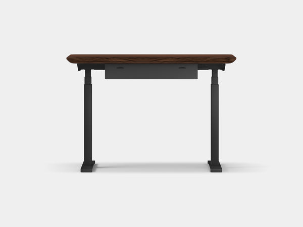 Oakywood Standing Desk Pro Mini Bundle made of walnut with black accents – modern ergonomic mini workspace with grommet | walnut, , black