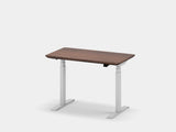 Oakywood Standing Desk Pro Mini Bundle in walnut with white accents – complete compact office setup with cable management | walnut, , white