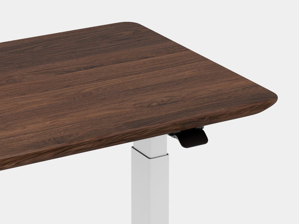 Oakywood Standing Desk Pro Mini Bundle crafted from walnut with white finish – stylish mini workspace with Standing Desk Pro Mini and grommet | walnut, , white