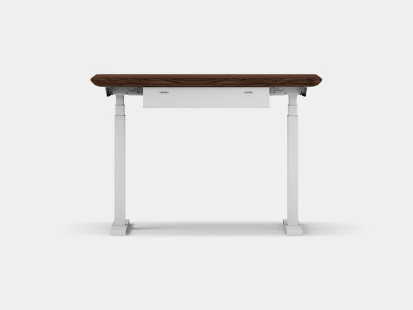 Oakywood Standing Desk Pro Mini Bundle made of walnut with white accents – premium compact office setup with cable tray | walnut, , white