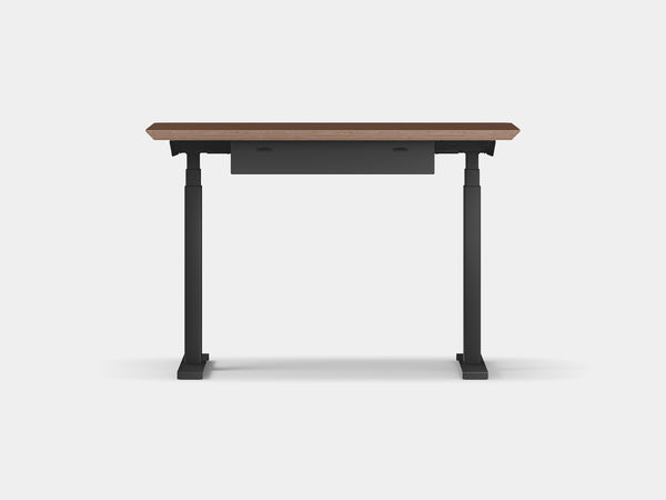 Oakywood Standing Desk Pro Mini Bundle made of walnut veneer with black accents – modern mini office setup with cable tray and Standing Desk Pro Mini | walnut veneer, , black