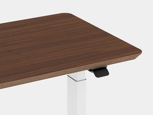 Oakywood Standing Desk Pro Mini Bundle crafted from walnut veneer with white finish – functional ergonomic mini desk setup with cable management and grommet | walnut veneer, , white