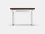 Oakywood Standing Desk Pro Mini Bundle made of walnut veneer with white accents – stylish ergonomic compact office setup with cable tray | walnut veneer, , white
