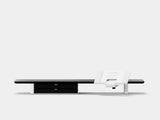 Oakywood Desk Shelf Bundle – Drawer & Laptop Stand in black with dual drawers and white accents – bold contemporary monitor riser and laptop stand | black, dual drawer, white